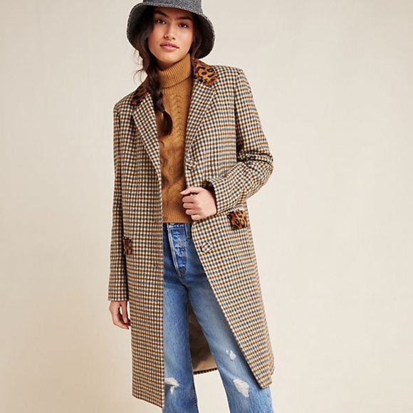 Anthropologie Jackets & Blazers - Anthropologie Helene Berman Leopard Plaid Coat